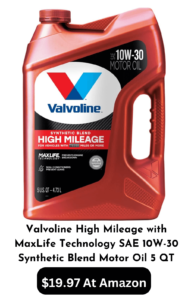 Valvoline High Mileage with MaxLife Technology SAE 10W-30 Synthetic Blend Motor Oil 5 QT